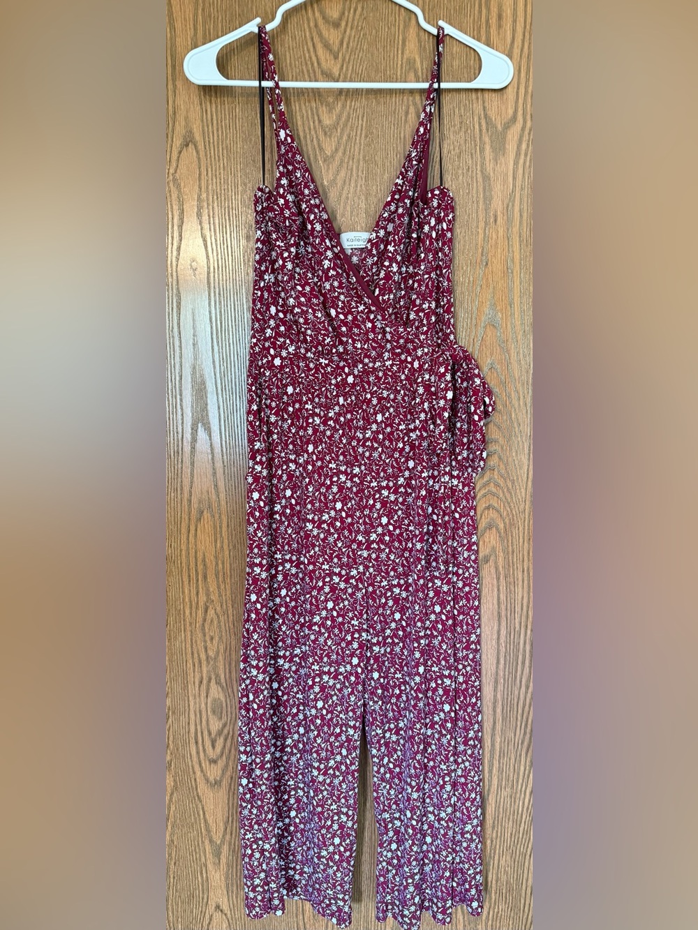 Kaileigh Wine Floral Wrap Jumpsuit